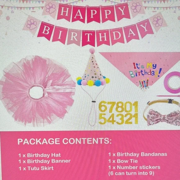 Colorful Birthday Party Dog Costume Set - Picture 2 of 2